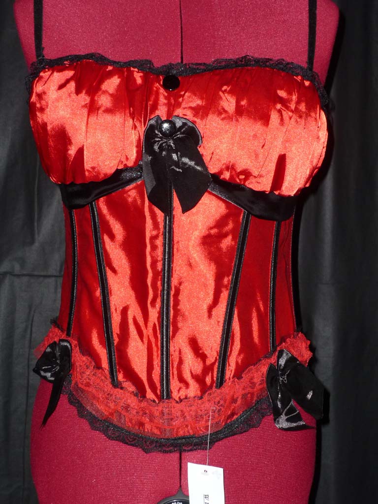 L 03 Corsetry red with black ruffles