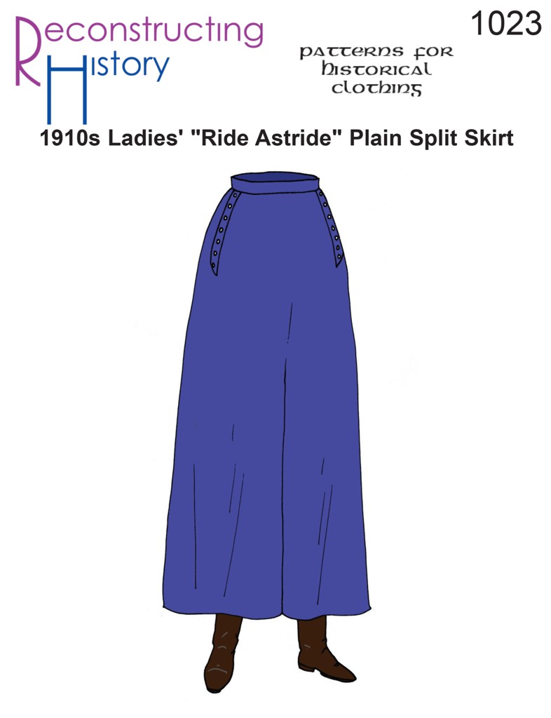 RH 1023 1910s Lady's Plain Ride Astride Split Skirt