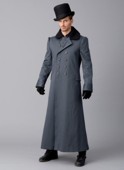 B 6609 Long Men's Coat with fur collar
